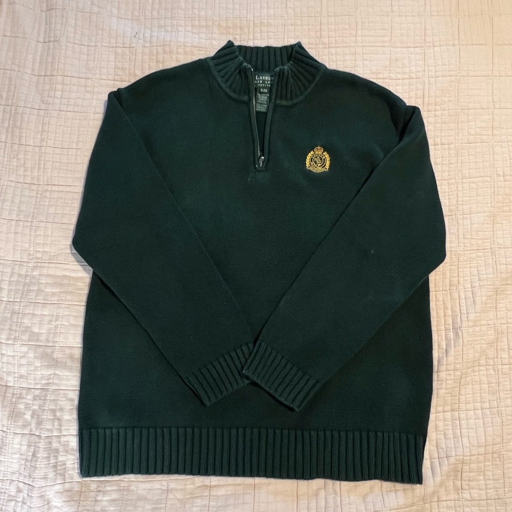 Ralph Lauren green quarter zip knit sweater